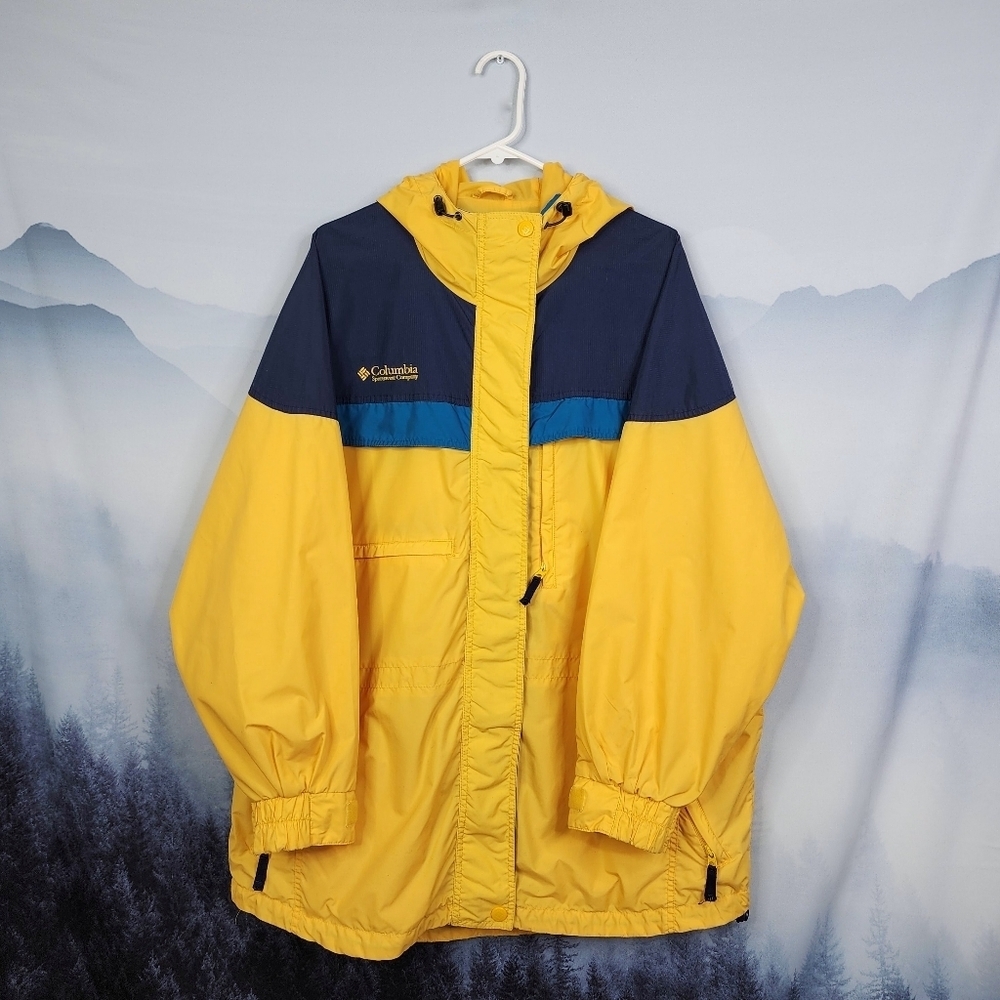 VTG 90s Columbia Hooded Jacket Yellow Women's XL